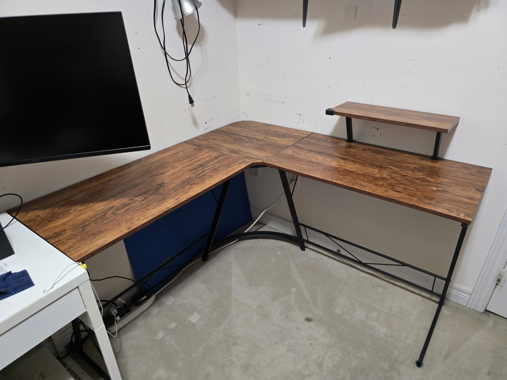 L-Shaped Corner Computer Desk with Raised Shelf - photo 2