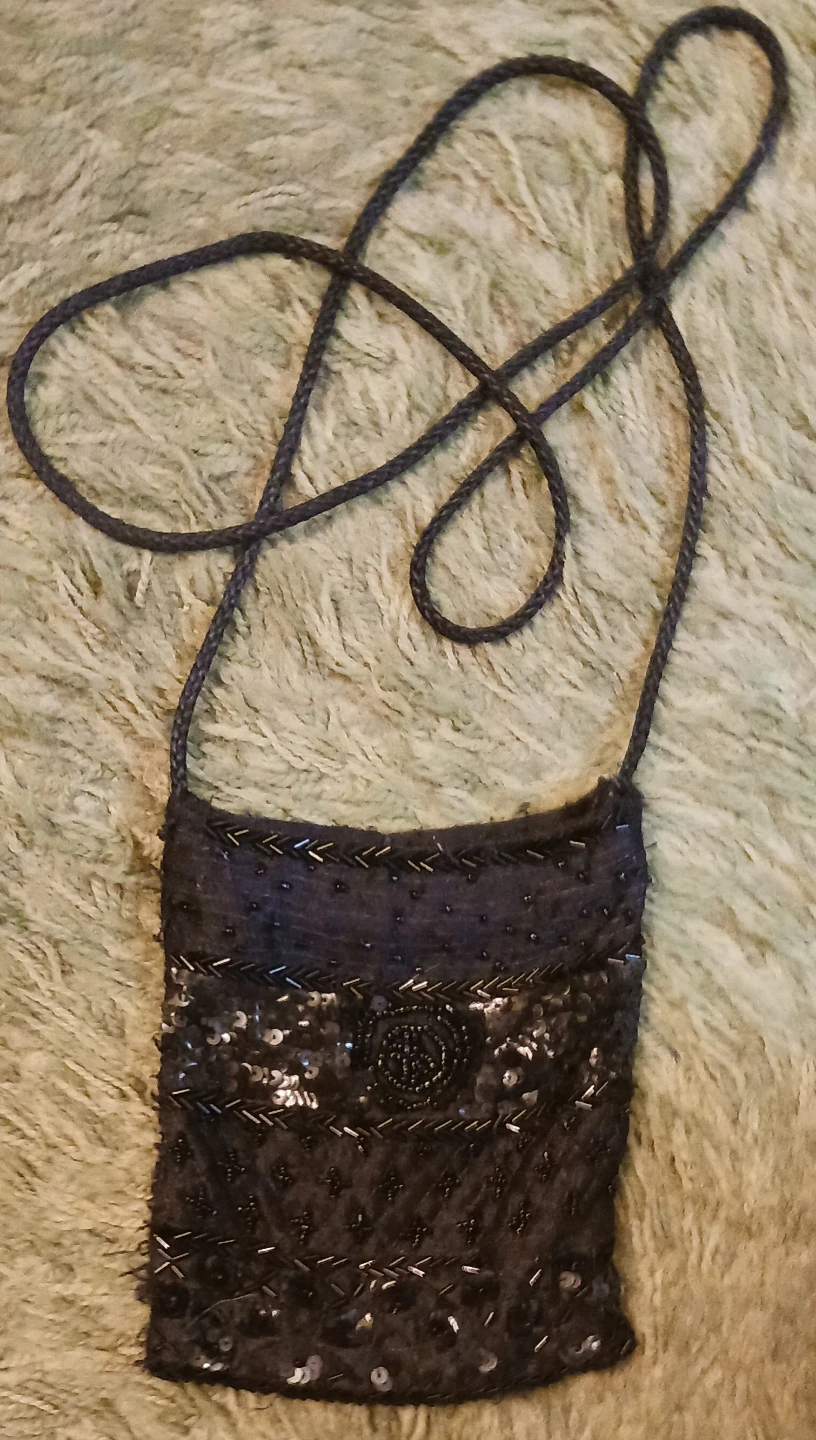 Black Beaded Crossbody Bag