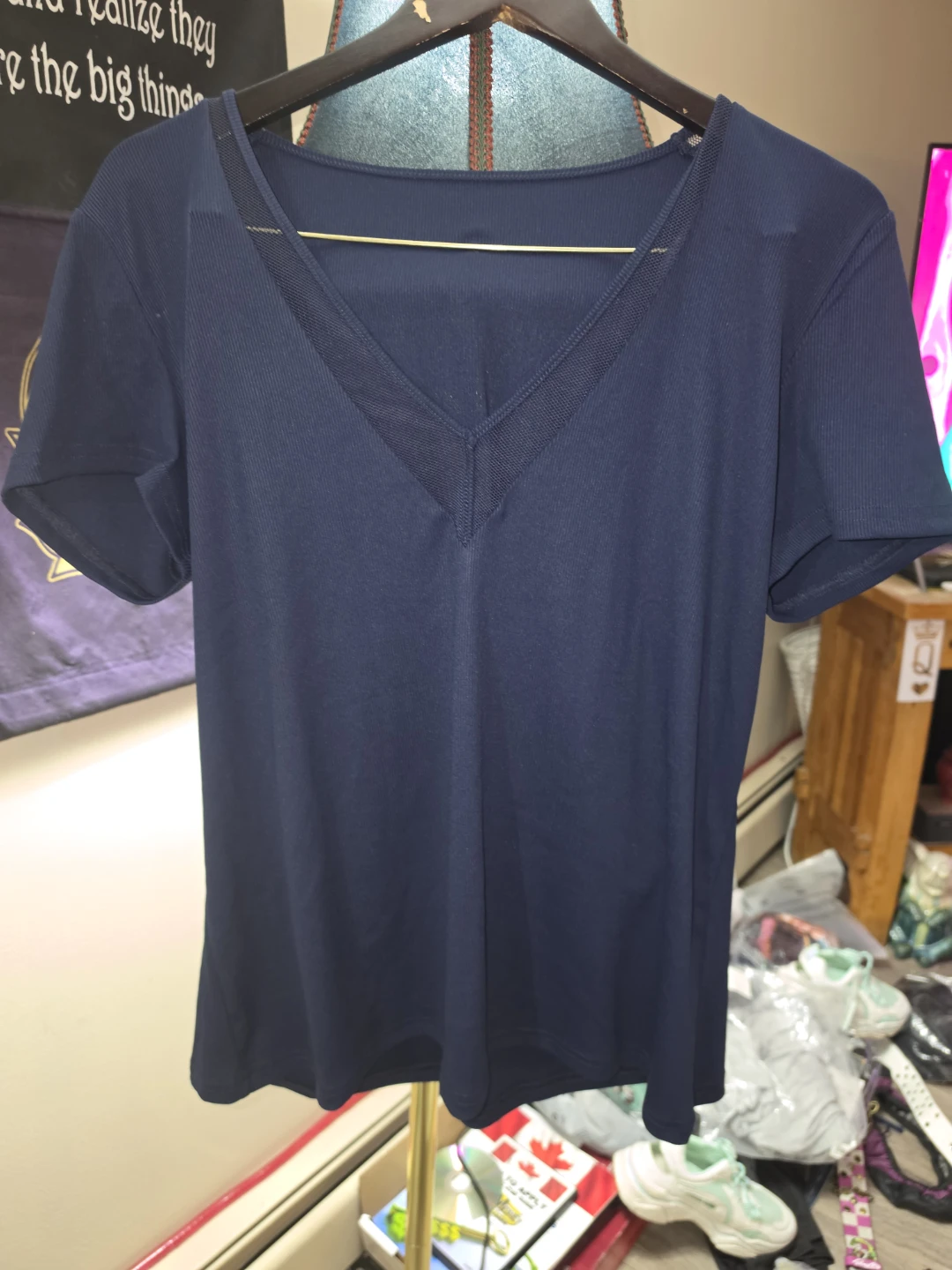 Navy blue V-neck top