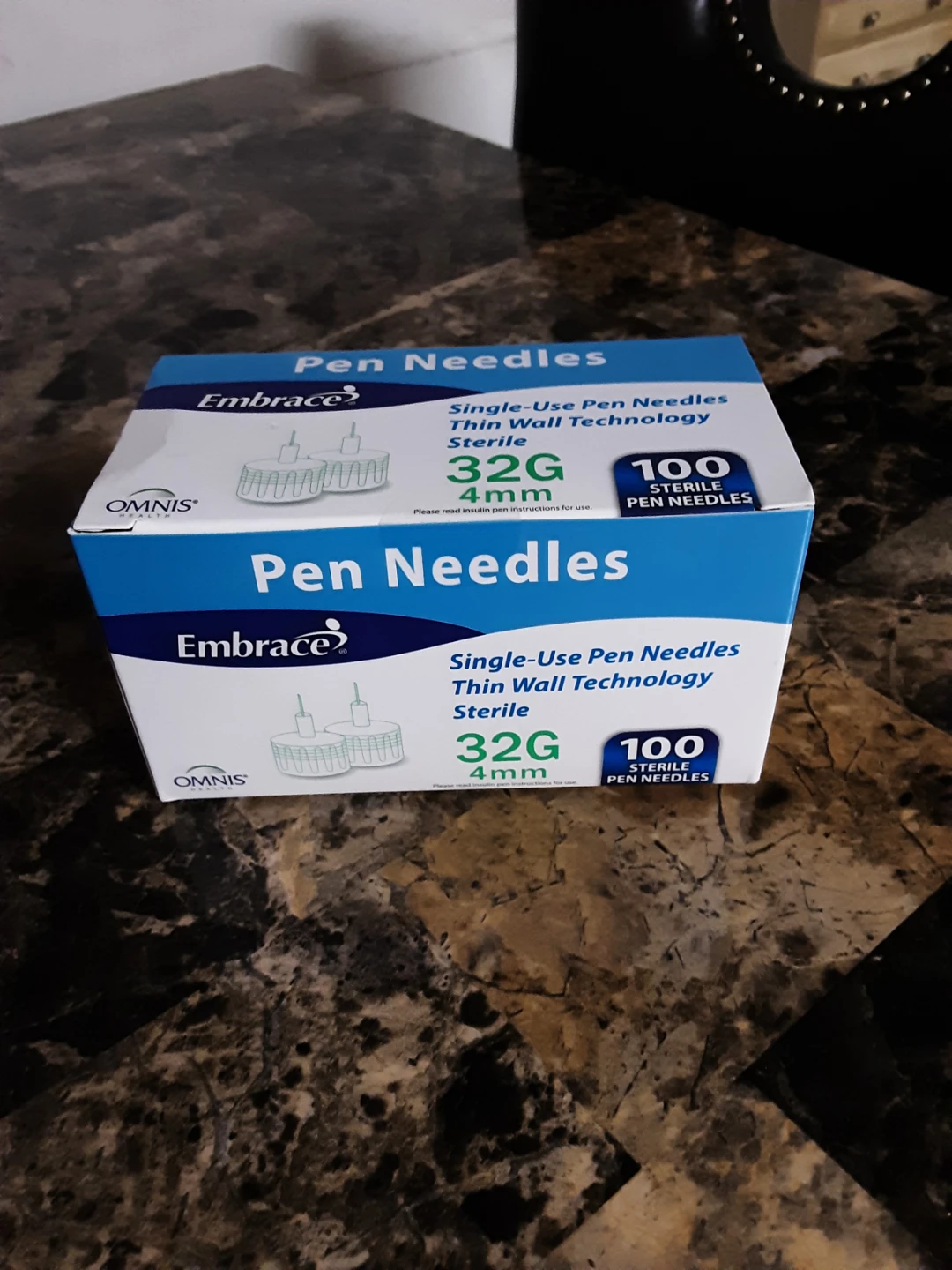 Embrace 32G 4mm Pen Needles - 100 Count