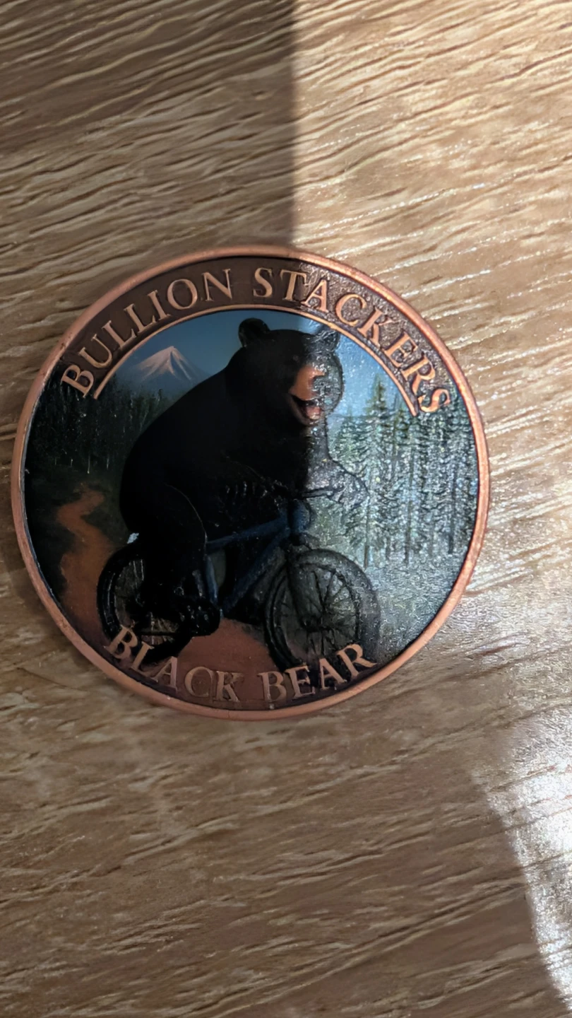 Bullion Stackers Black Bear Copper Round