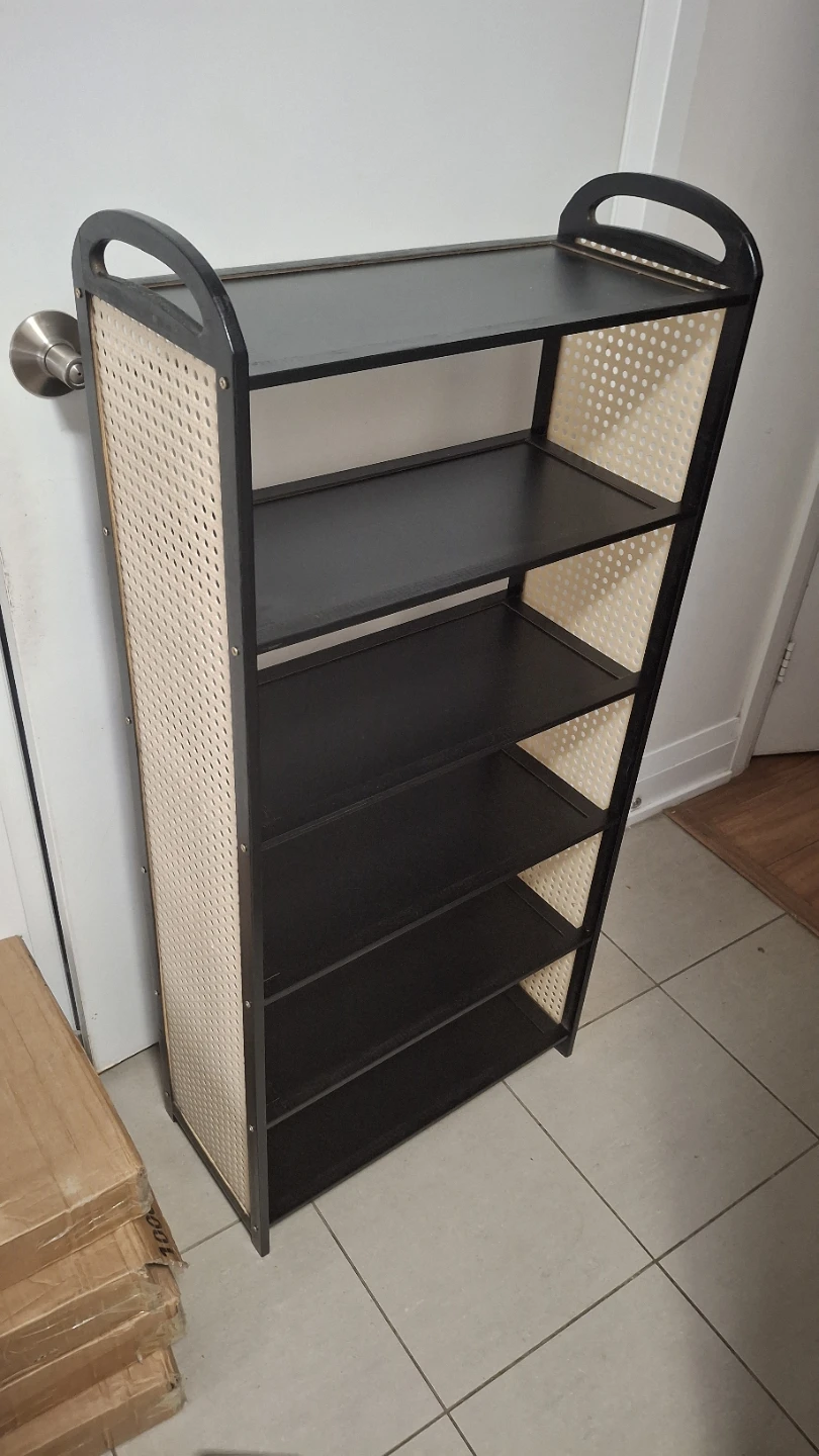 Light 6 tier black shoe rack shelf  49x23x107cm