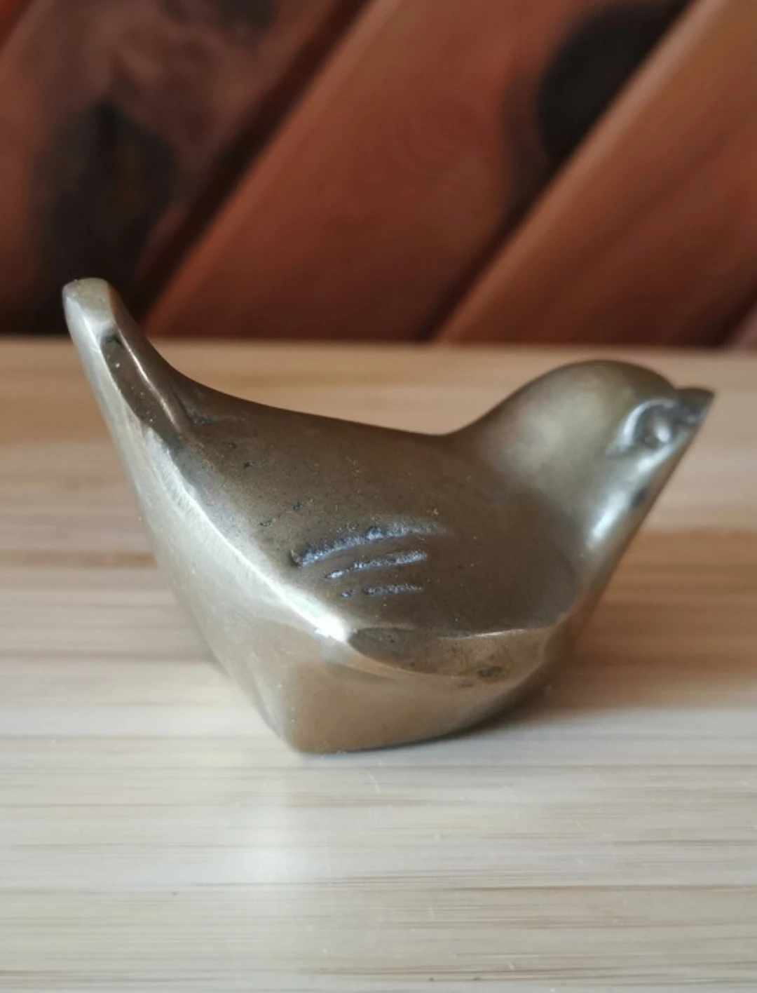 Vintage Solid Brass Bird Figurine – Stylized Folk Art Decor - photo 4