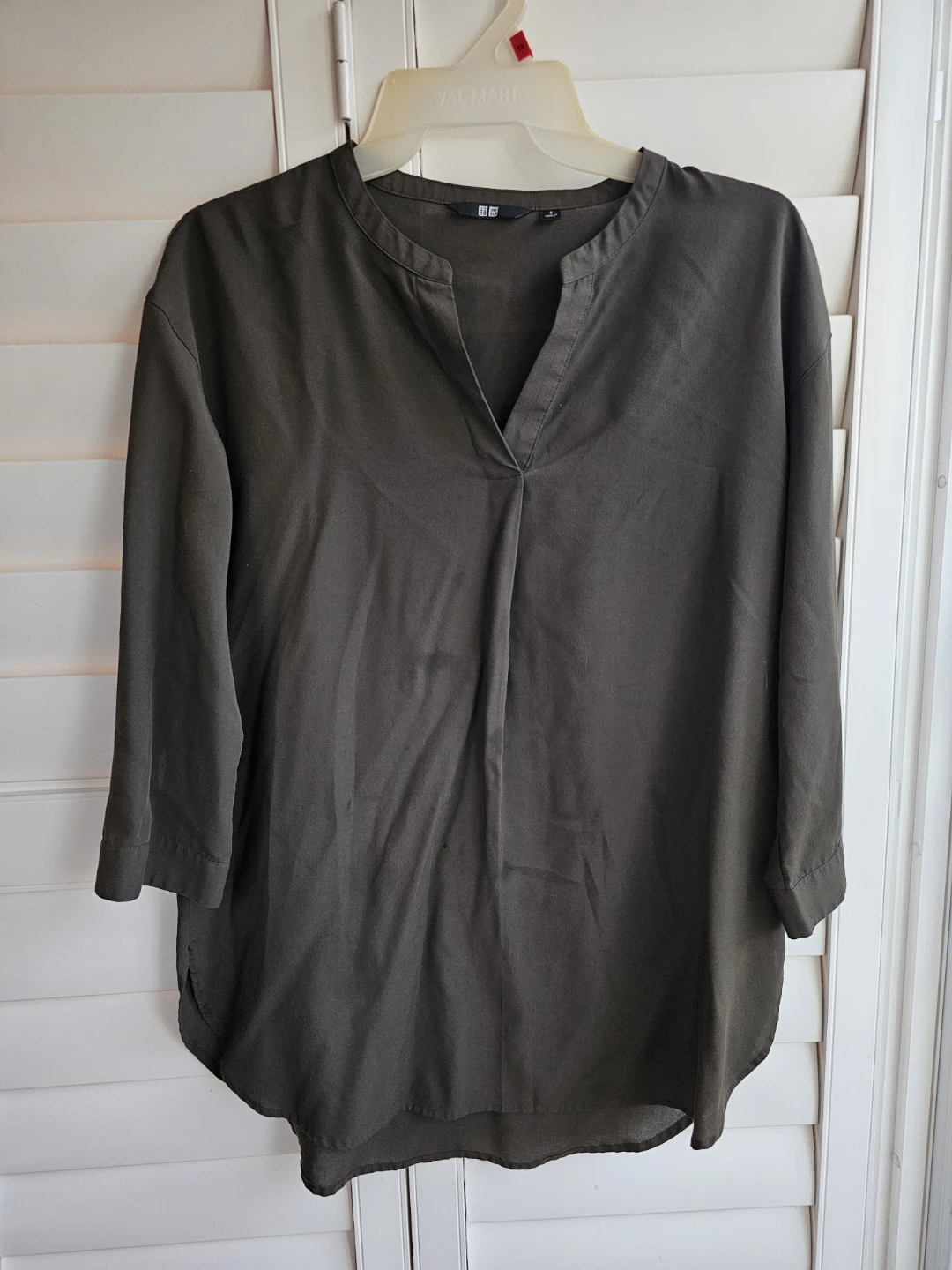 Uniqlo Olive V-Neck Blouse