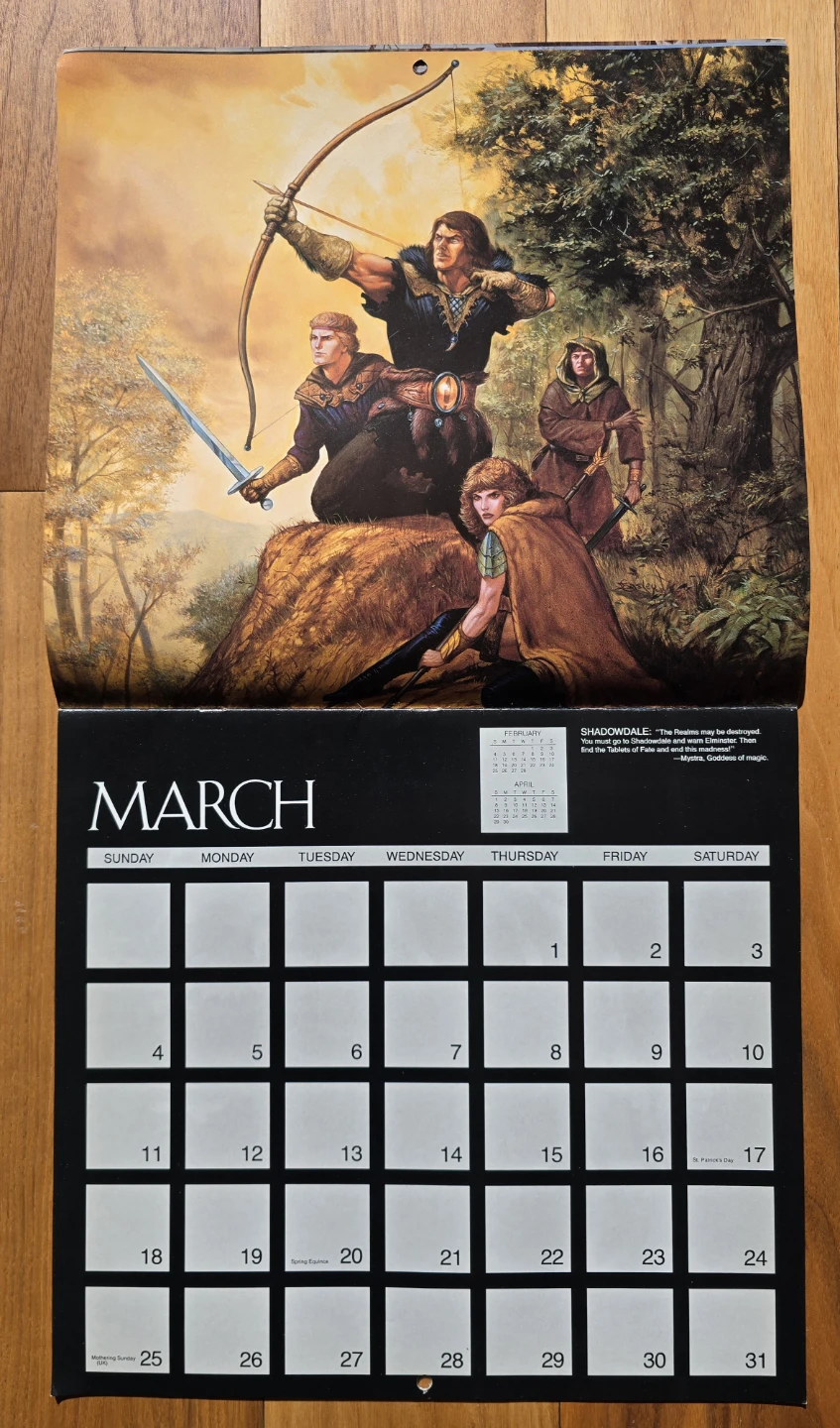 1990 Forgotten Realms Wall Calendar - photo 3