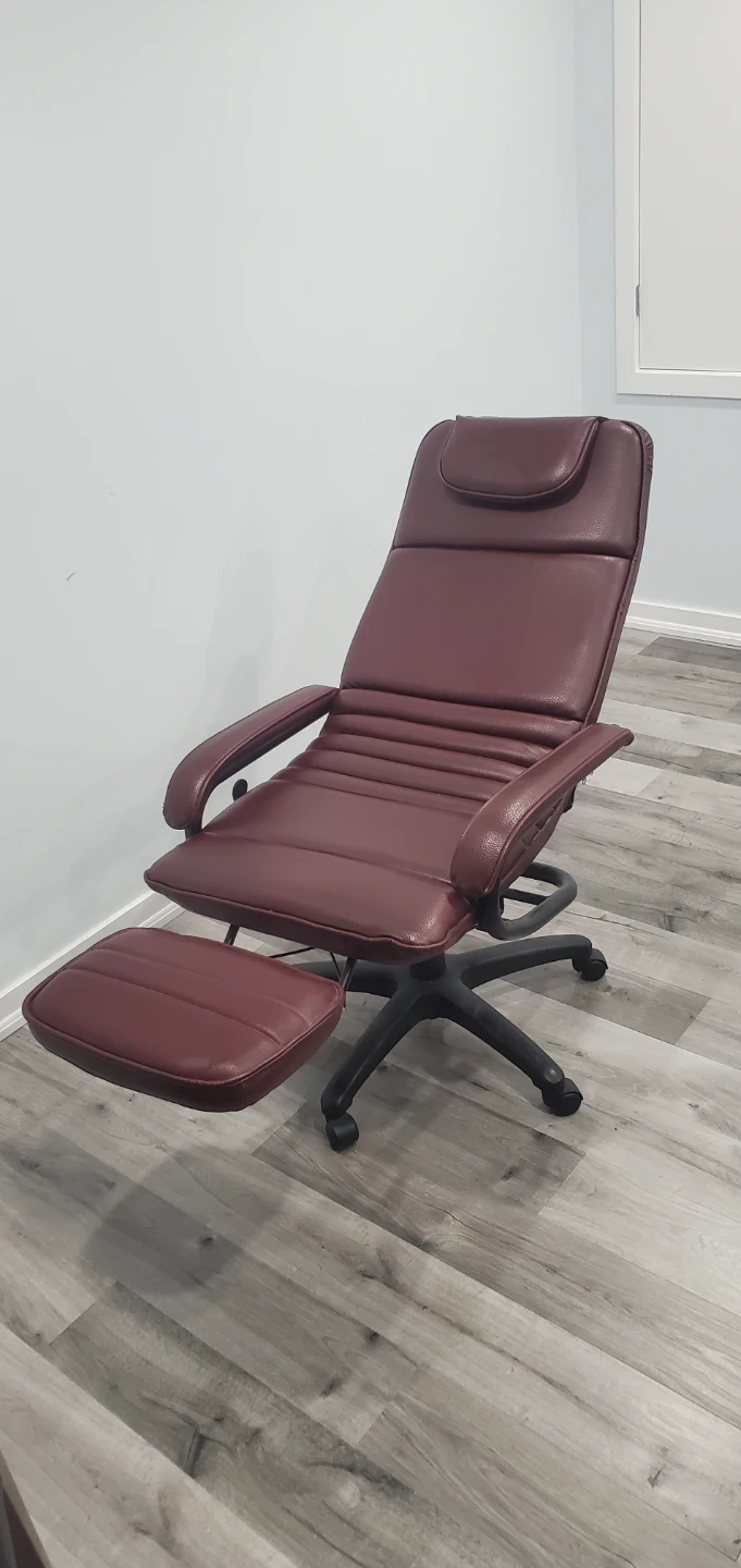 Burgundy Executive Reclining Office Chair with Footrest - photo 2