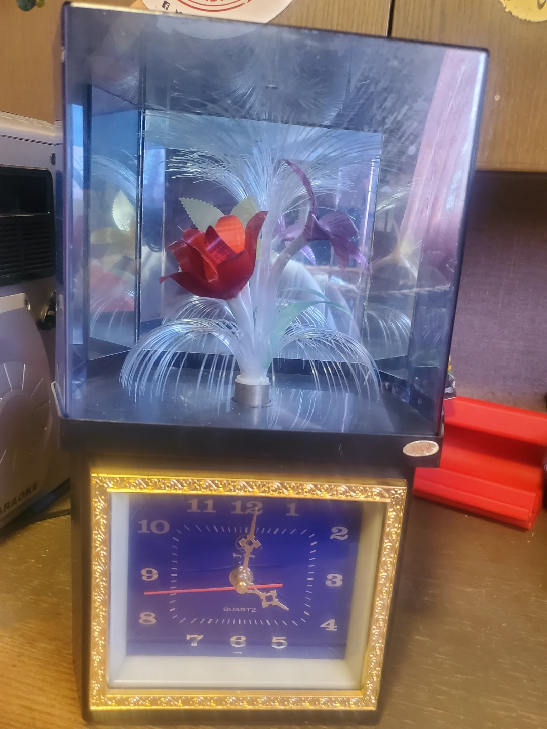 Vintage Fiber Optic Flower Table Clock