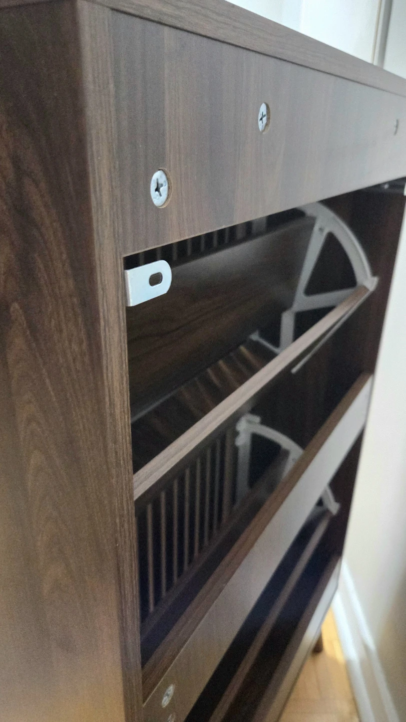 Walnut Shoe Storage Cabinet Storage with 2 Flip Drawers *new - photo 5