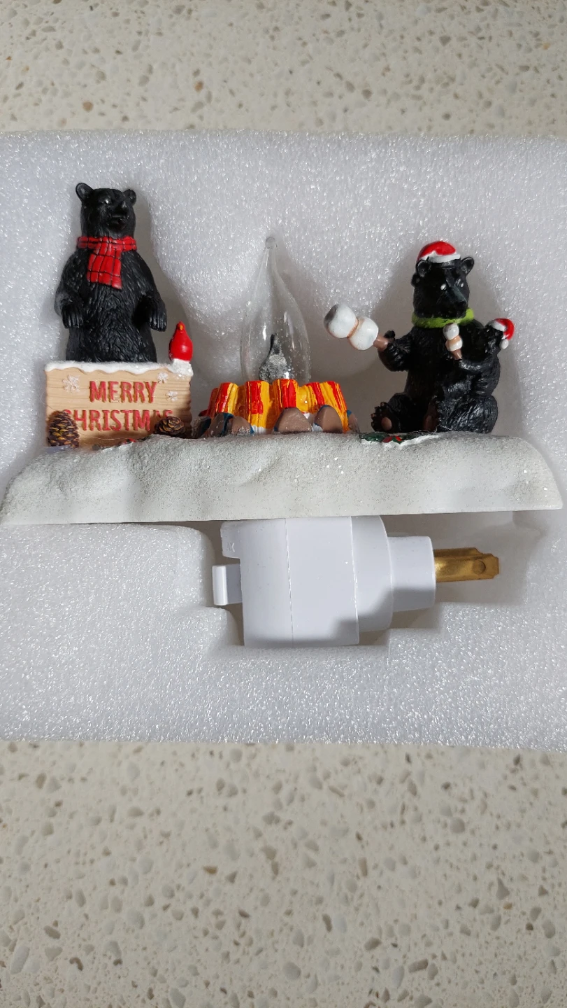 Christmas Black Bear Campfire Night Light