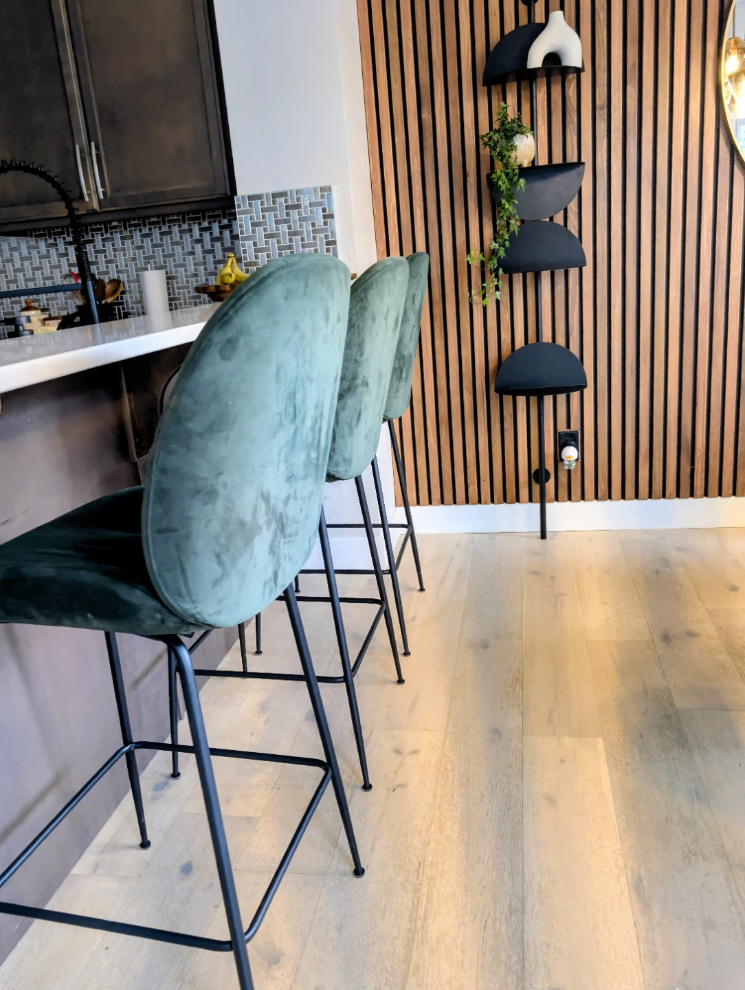 Set of 3 Velvet Bar Stools - photo 3