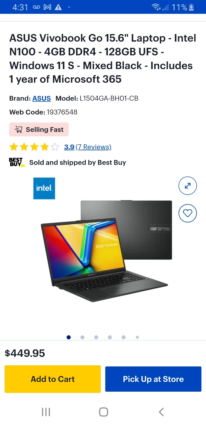 ASUS Vivobook Go 15.6 inch Laptop