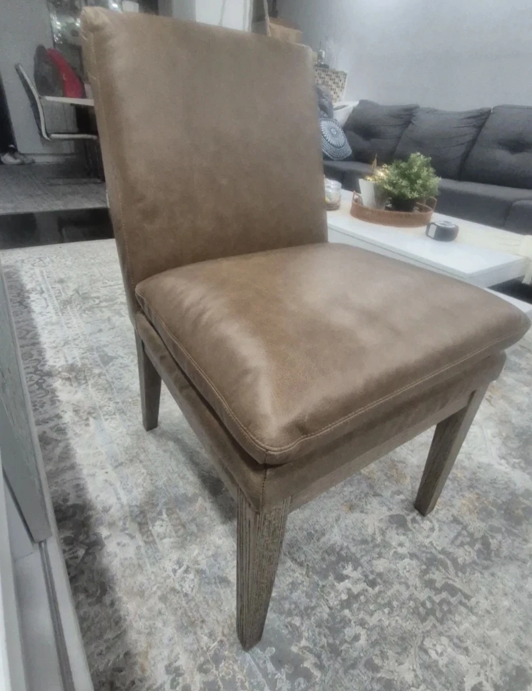 Brown Faux Leather Dining Chair