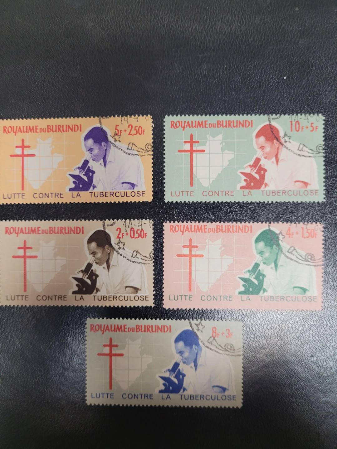 Set of 5 Royaume du Burundi Tuberculosis Stamps