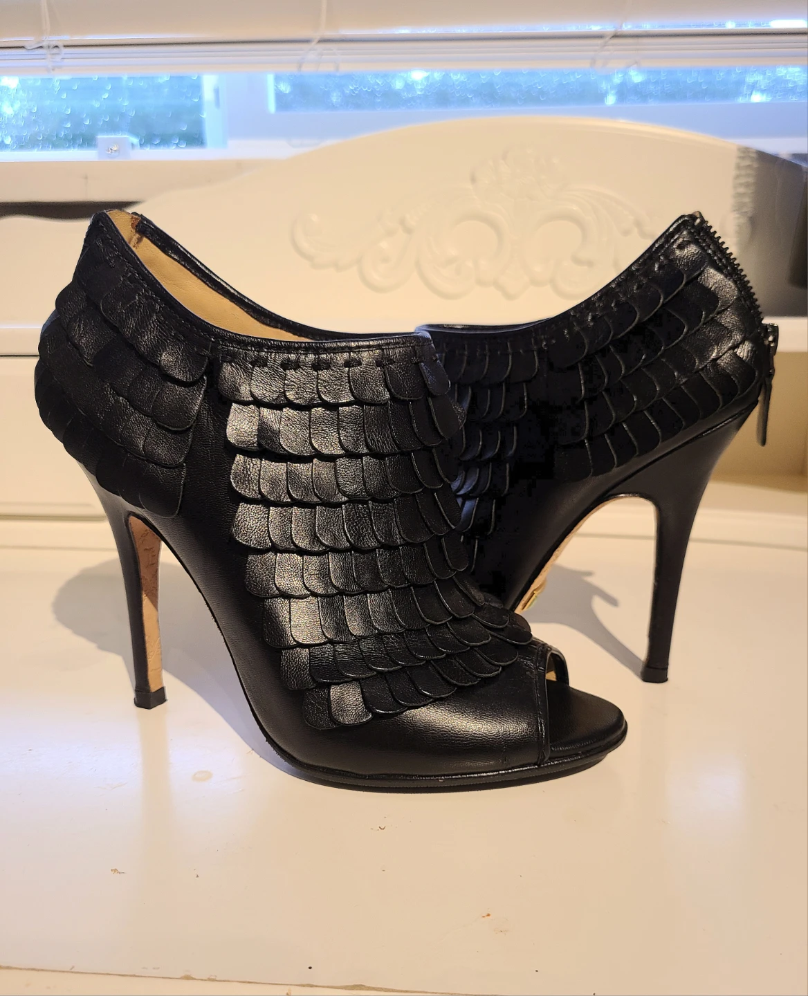 L.A.M.B. Black Peep-Toe Heels - photo 2
