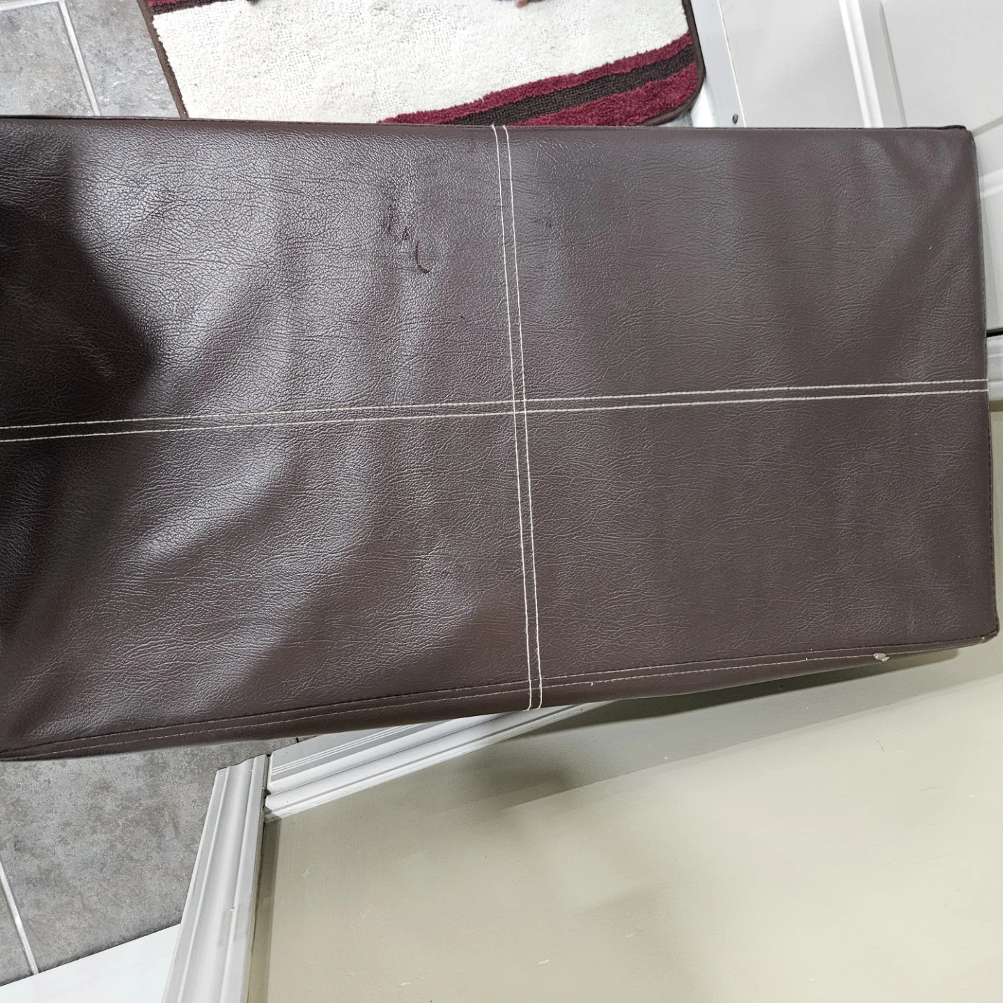 Dark Brown Faux Leather Storage Ottoman - photo 3