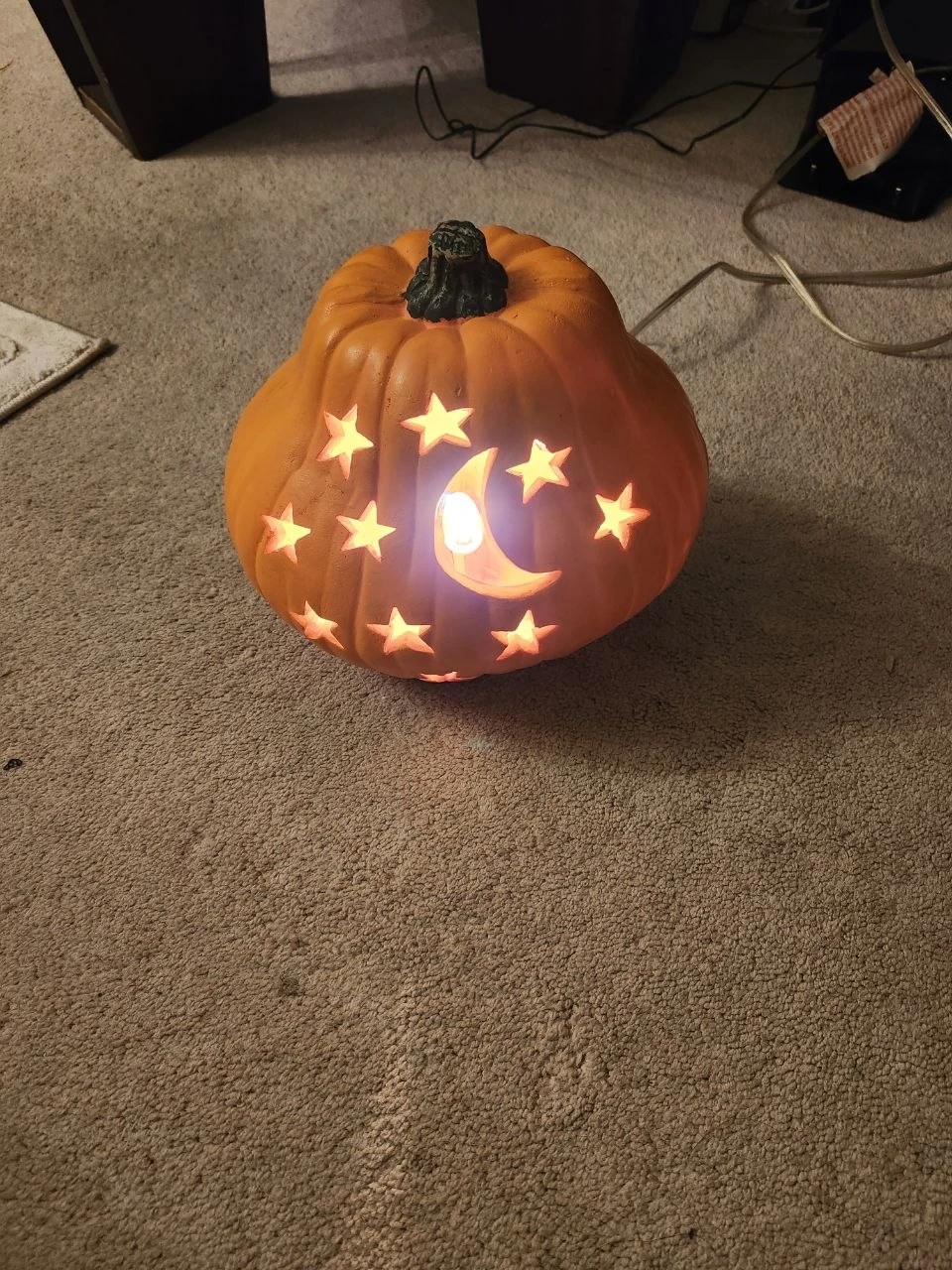 Light-up Pumpkin Decor with Moon and Stars - photo 3