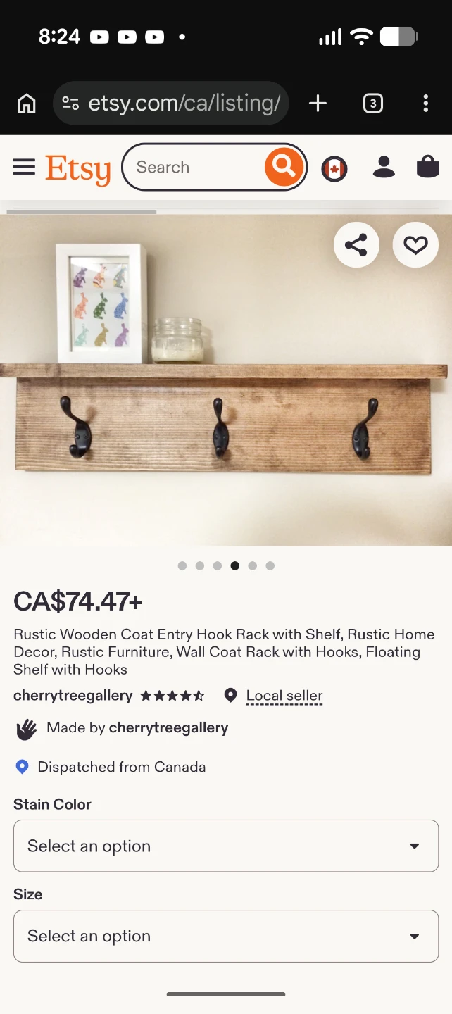 Solid Wood Wall Coat Rack with Shelf - photo 4