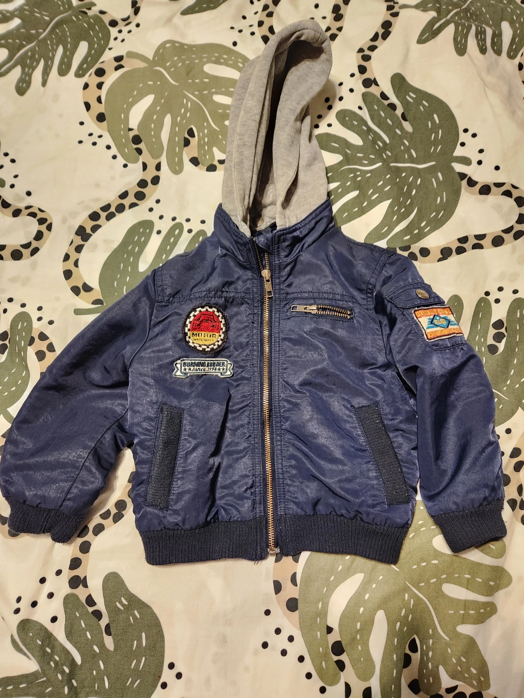 Boys' Navy Bomber Jacket with Hood 3T