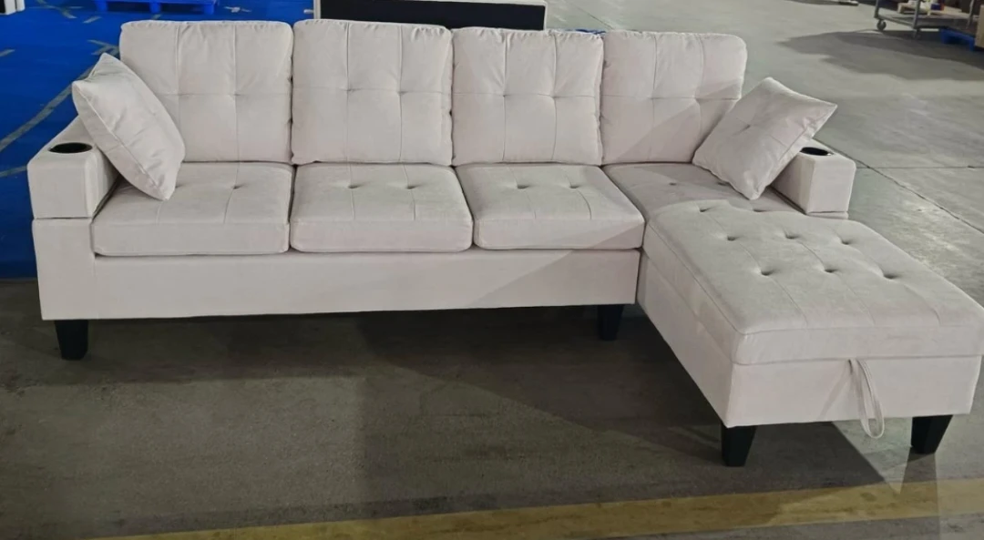 White Tufted Sectional Sofa