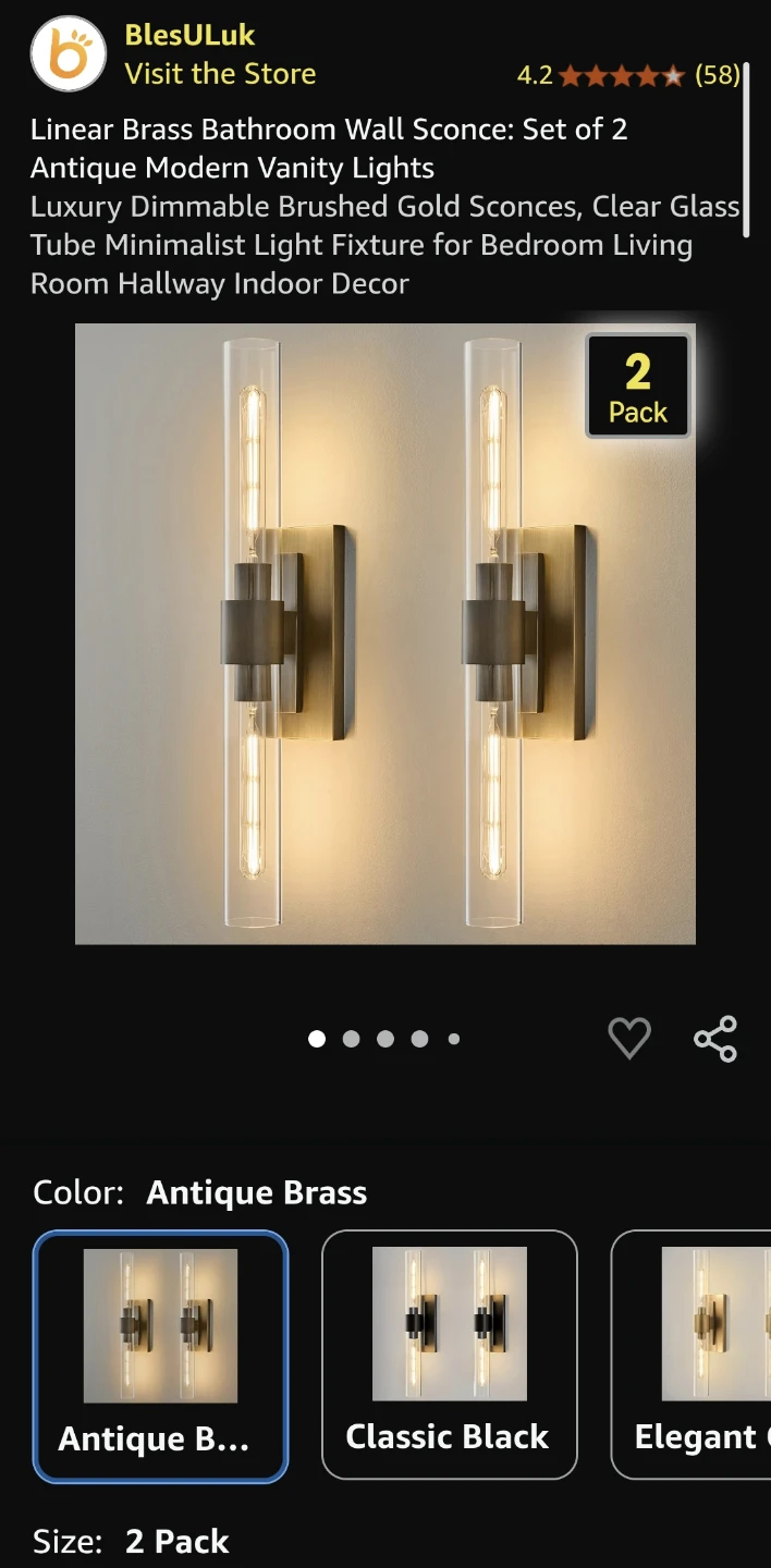 BlesULuk Linear Brass Wall Sconce Set