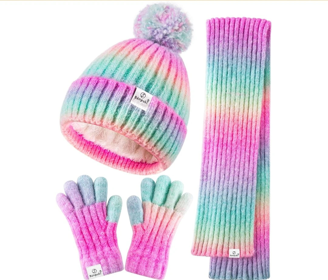 Sanpuki Kids Winter Beanie Hat, Scarf, and Glove Set