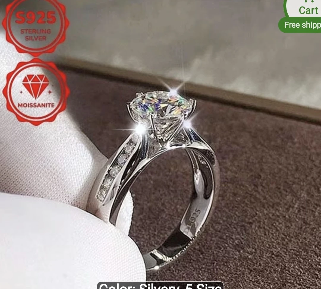 1 carat 925 Pure Sterling Silver Ring