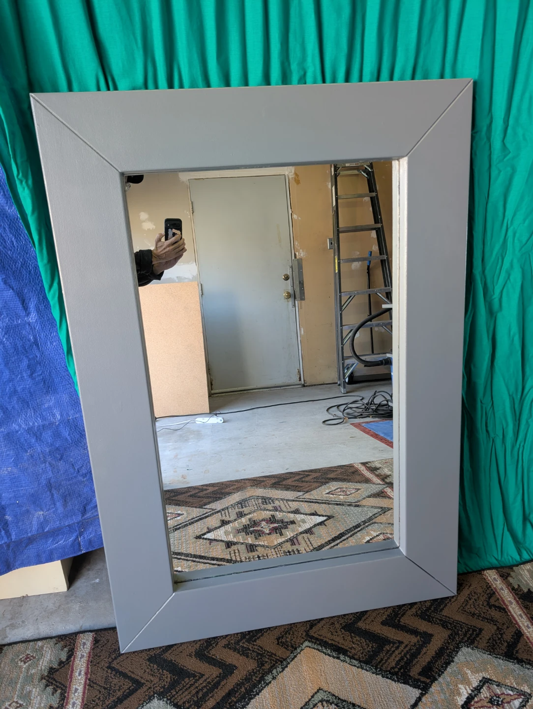 Large grey framed wall mirror - photo 2