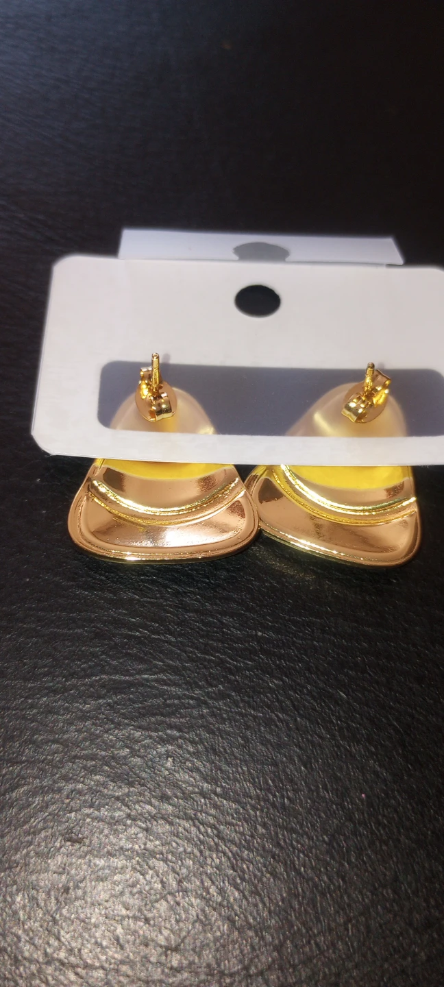 White and Gold Stainless Steel Stud Earrings - photo 4