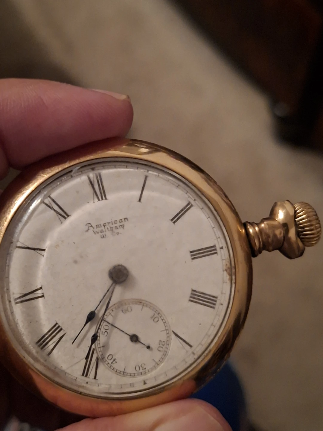 American Waltham Gold Tone Pocket Watch - photo 3