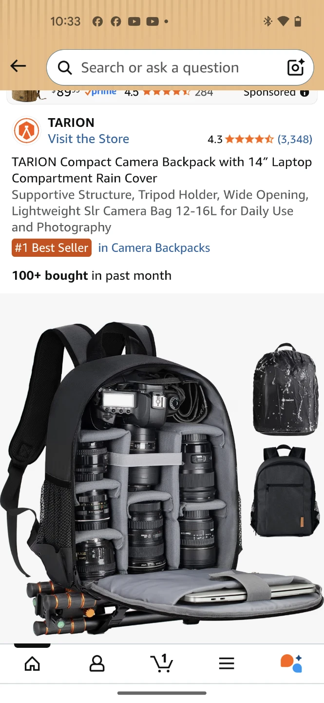 Tarion Compact Camera Backpack 16L