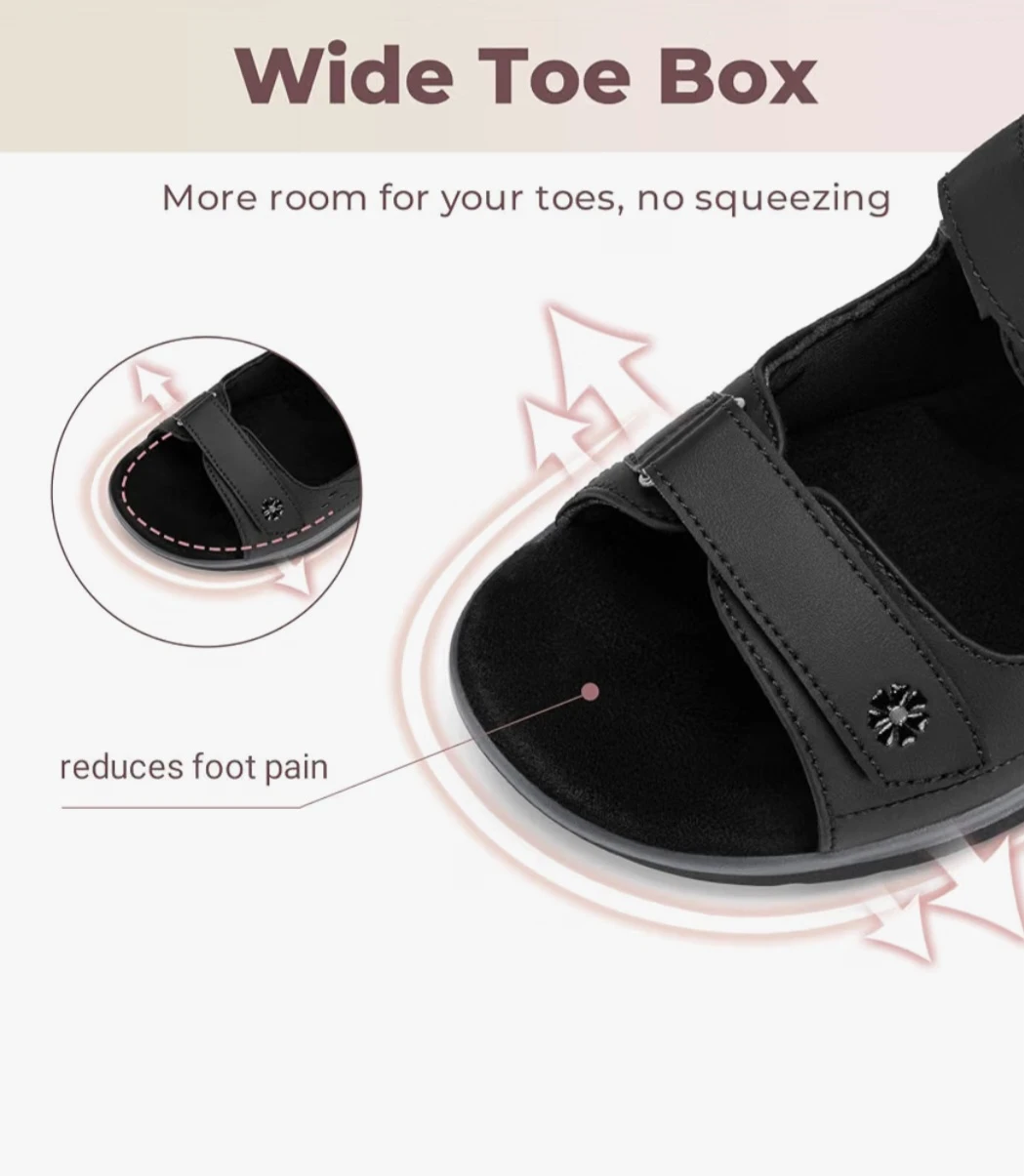 New FitVille Black Sandals Woman's 9.5 Wide - photo 4