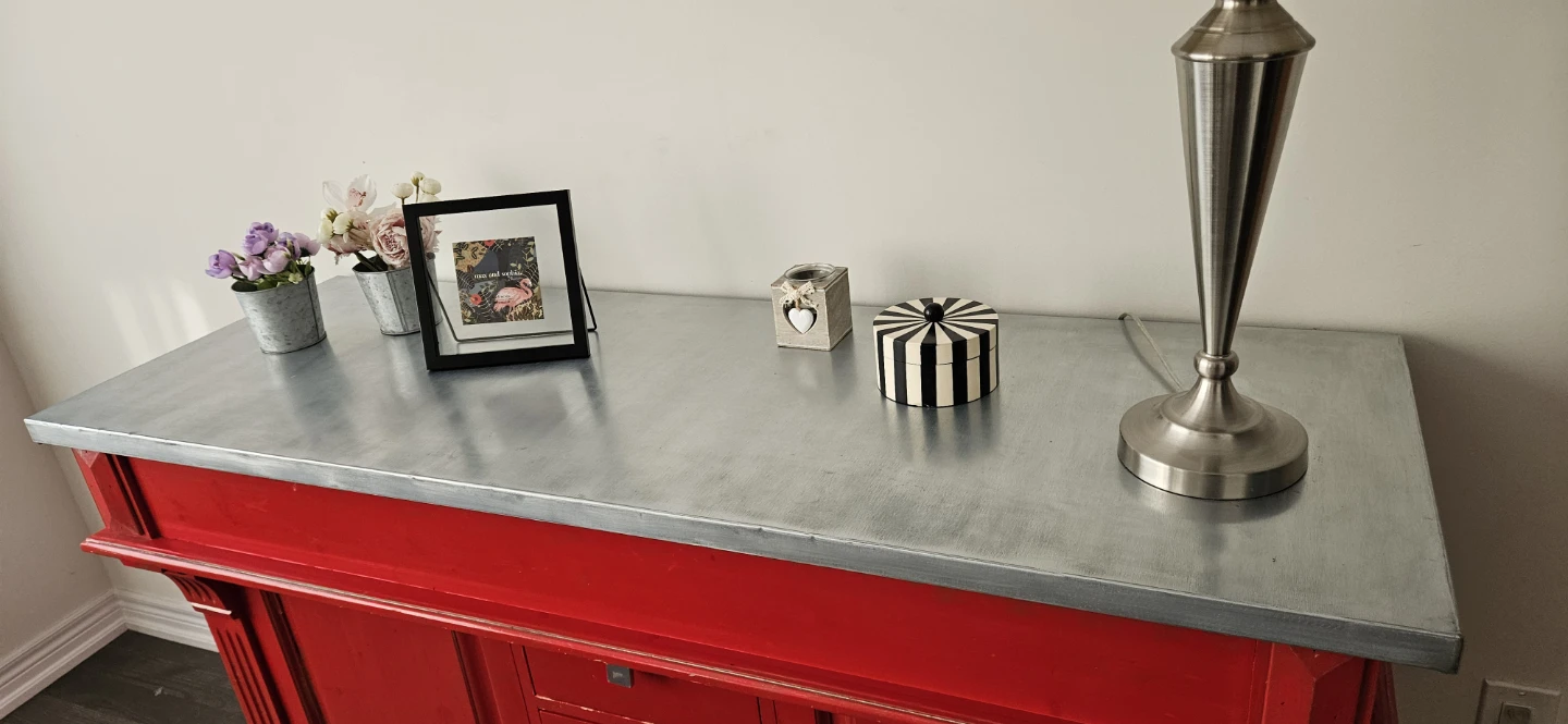 Beautiful Red Sideboard with Zinc Top - photo 2