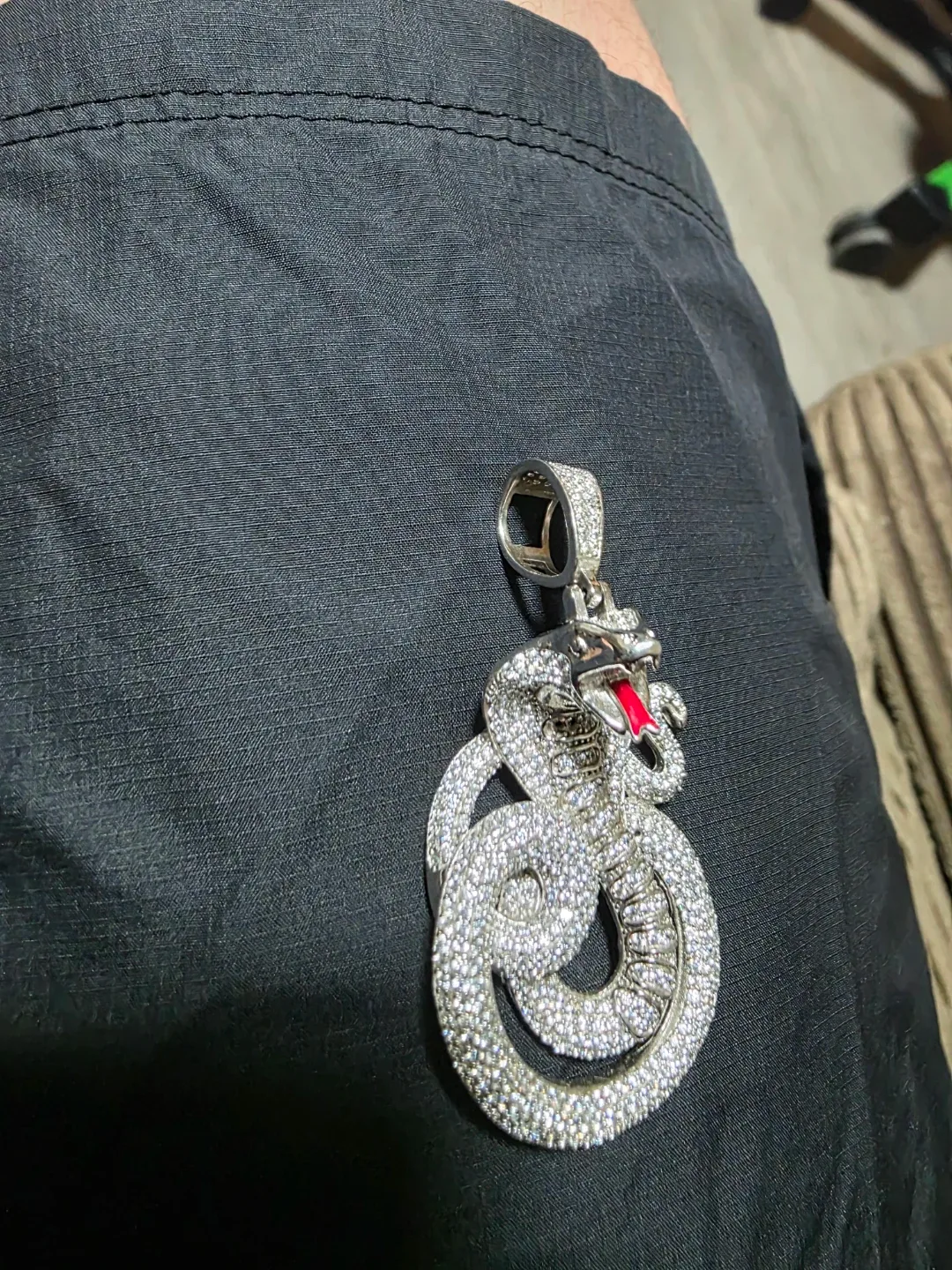 925 Sterling Silver Snake Pendant with Moissanite - photo 2
