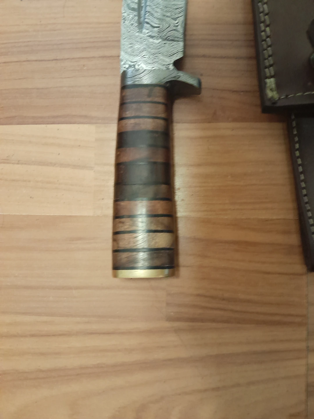 Damascus Steel Bowie Knife with Leather Sheath - photo 4