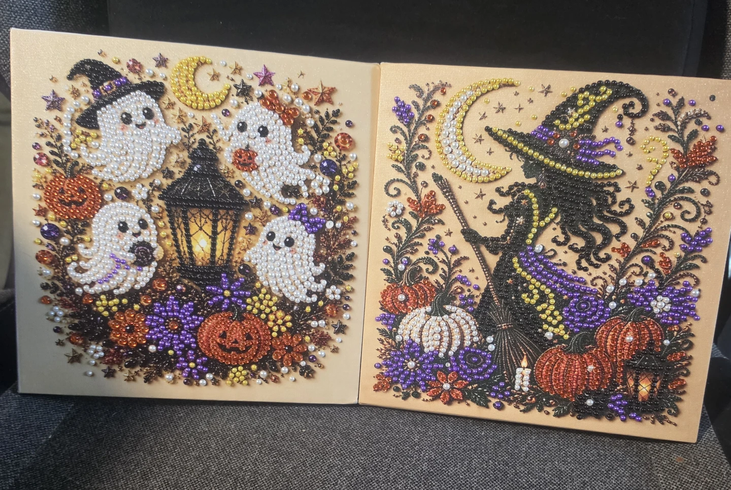Two Halloween Diamond Painting Canvases