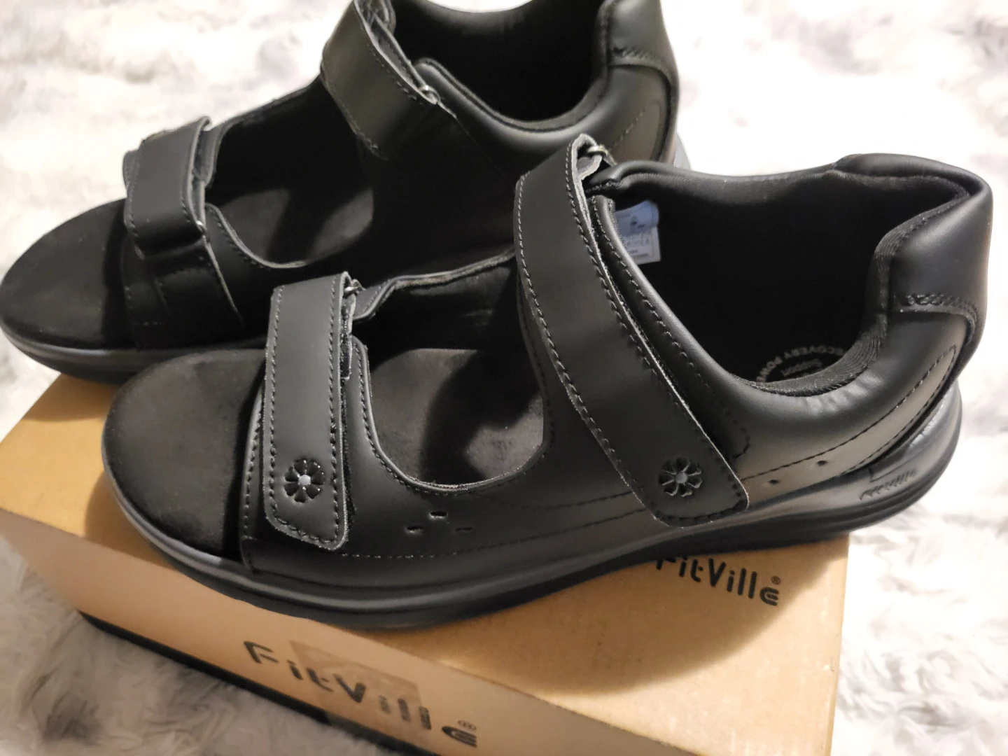 New FitVille Black Sandals Woman's 9.5 Wide - photo 2
