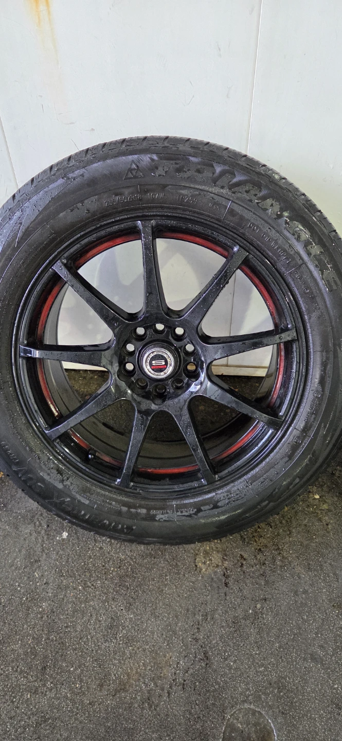 18" Spec-1 Gloss Black Wheels + 235/60R18 All-Season Tires