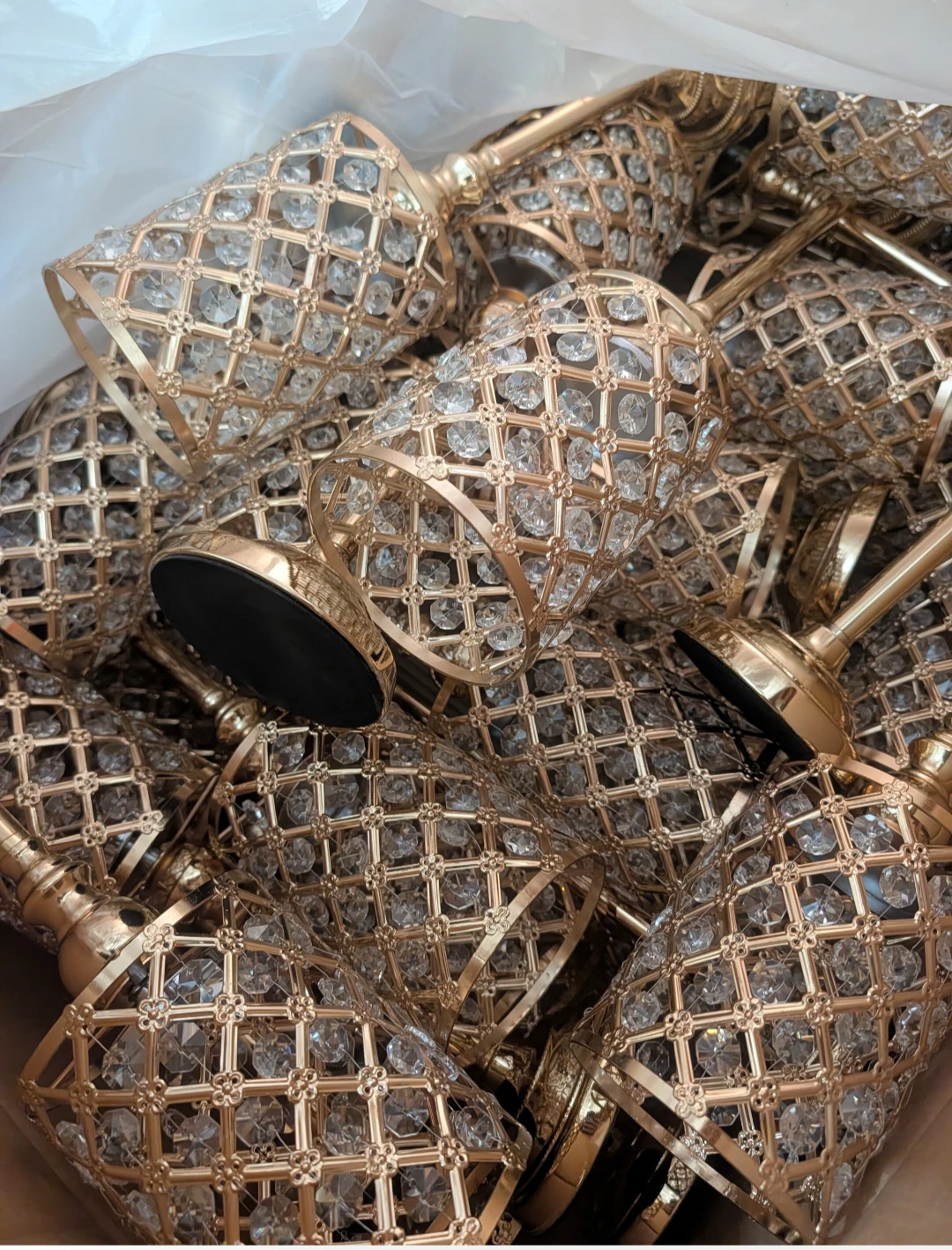 Gold crystal candle holder/ centerpieces - photo 3