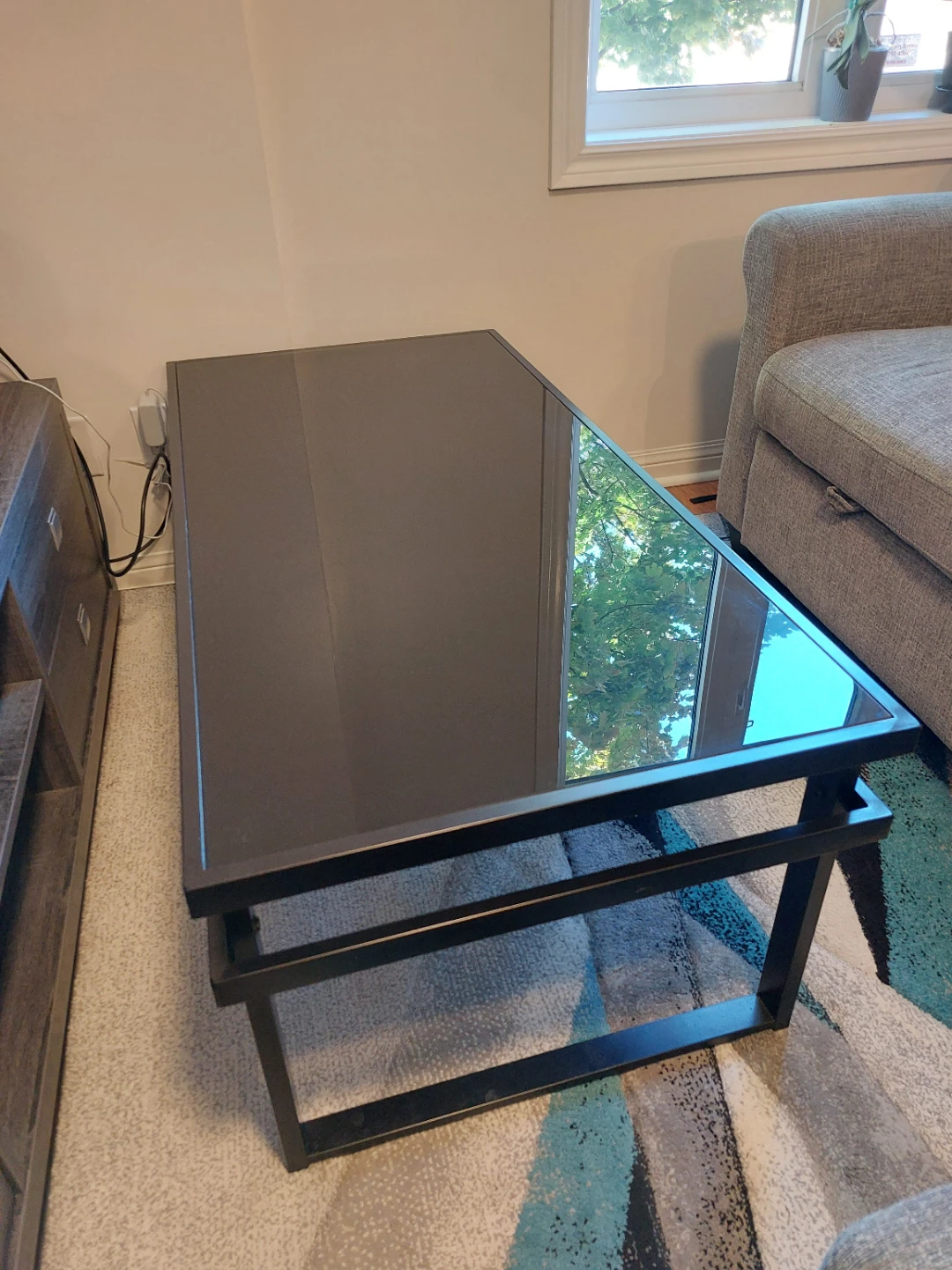 Black Metal and Glass Coffee Table - photo 2