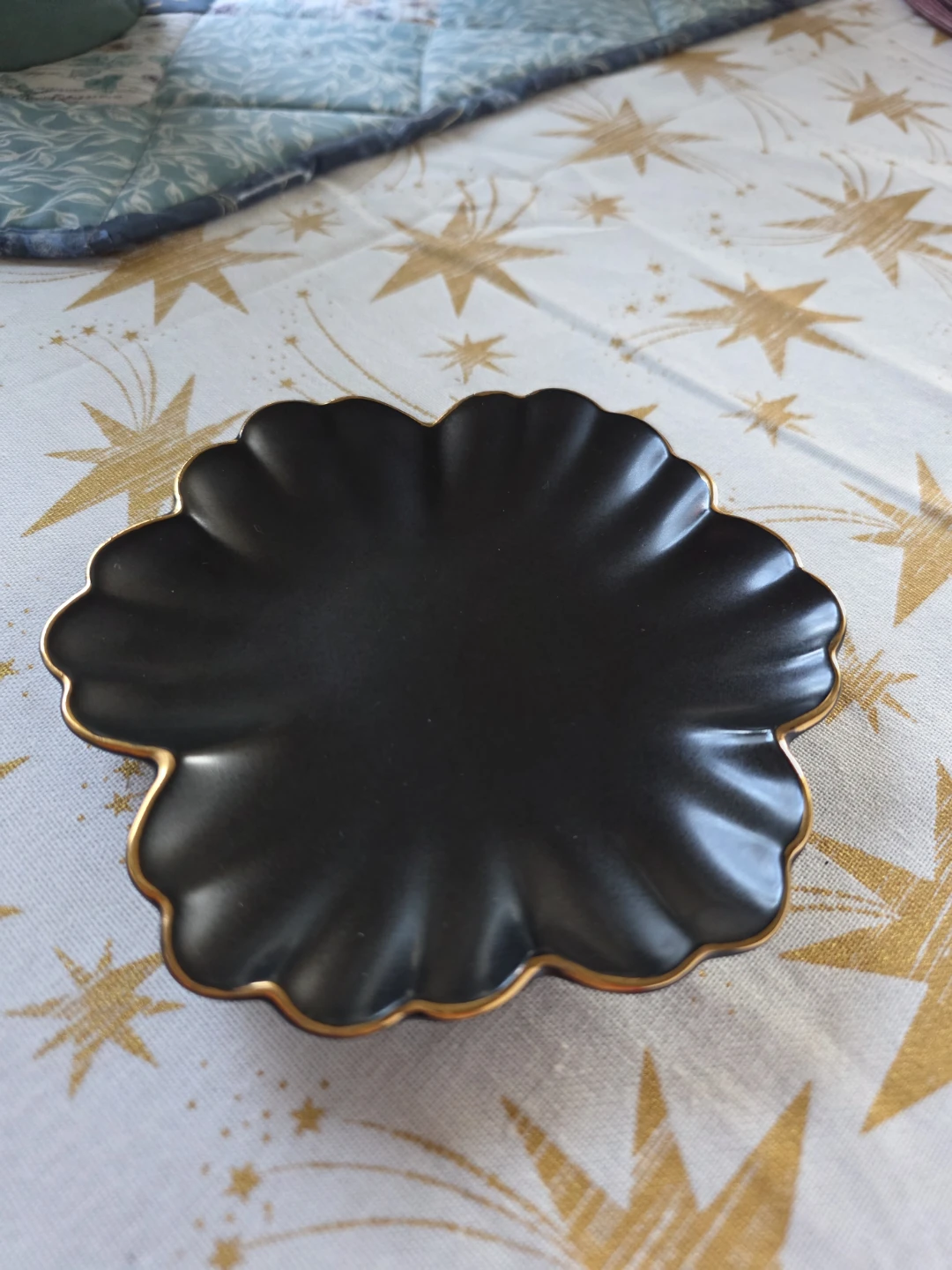 Black Floral Ceramic Trinket Dish