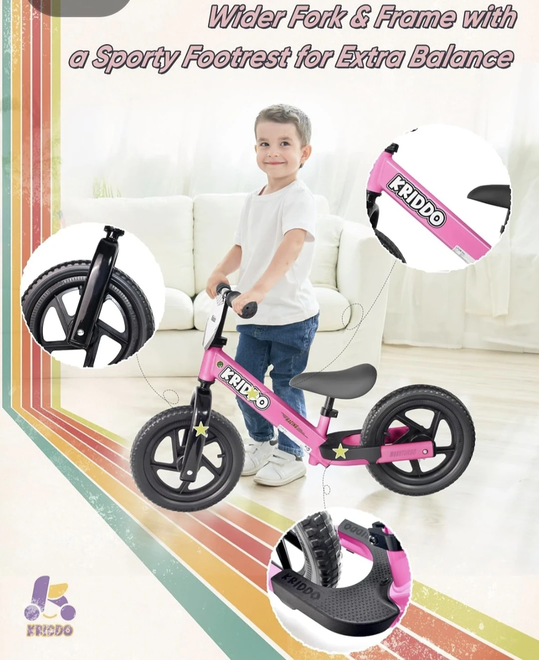 Kriddo Pink Balance Bike for Kids - photo 4