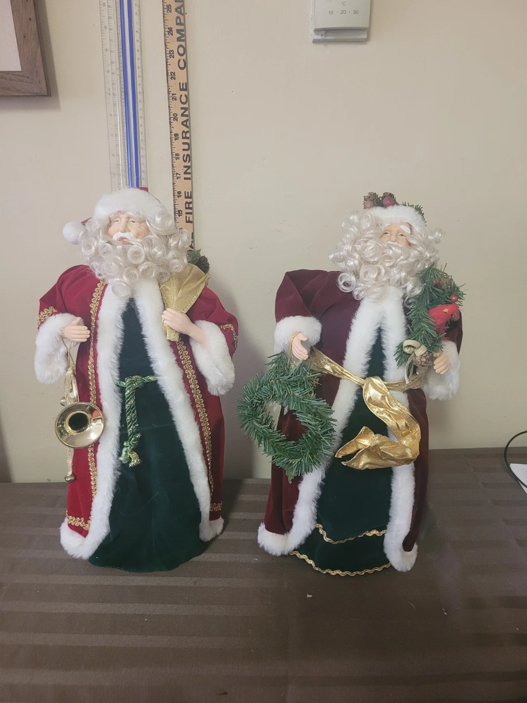 Two Vintage Christmas Santa Figurines