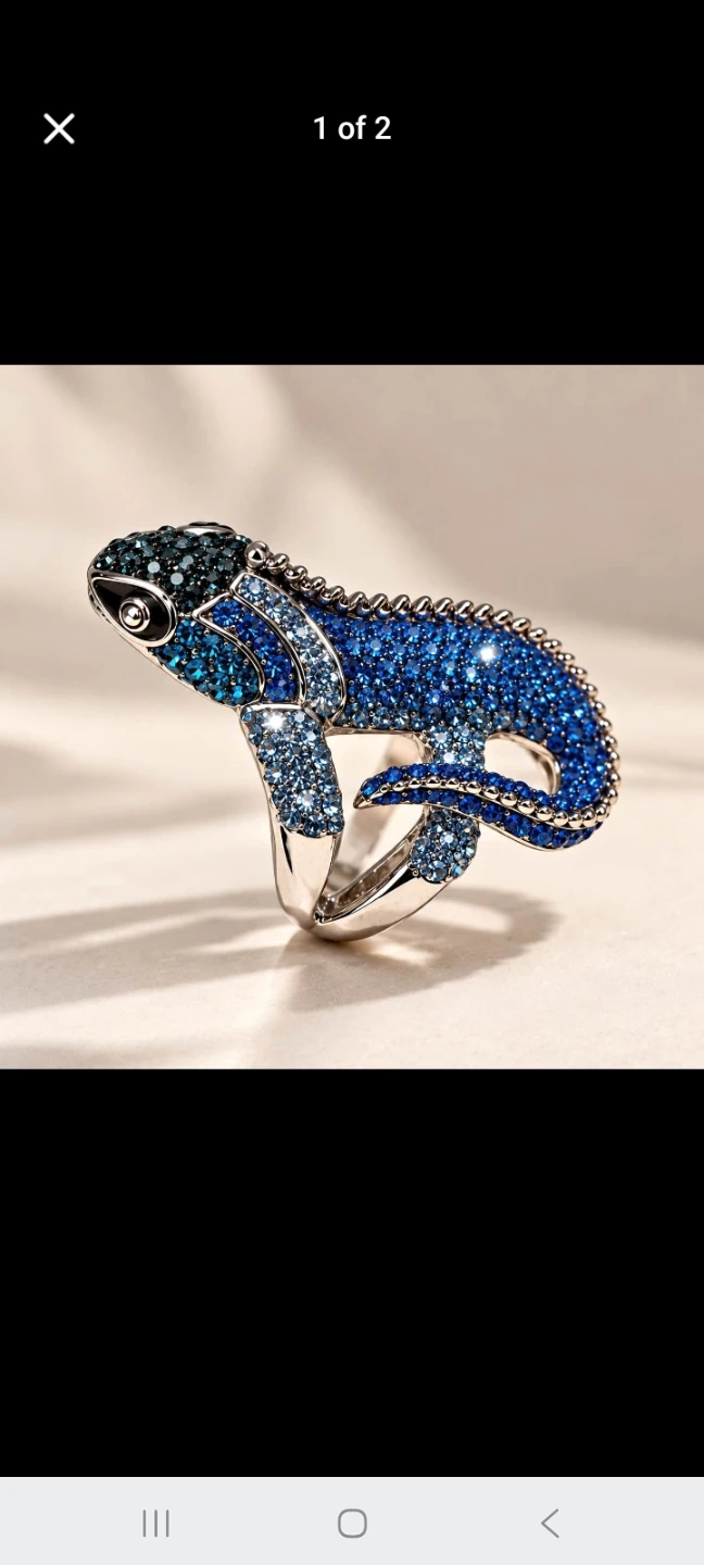 Blue Crystal chameleon Ring