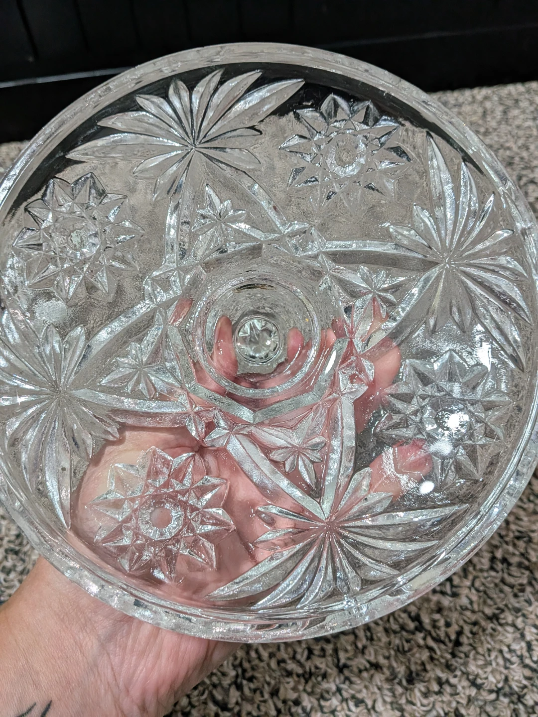 Vintage cut glass candy dish with lid - photo 5