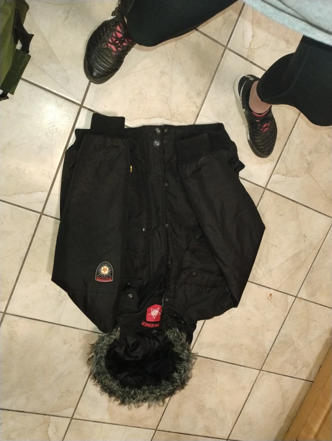 Oppenheimer black winter jacket with fur hood