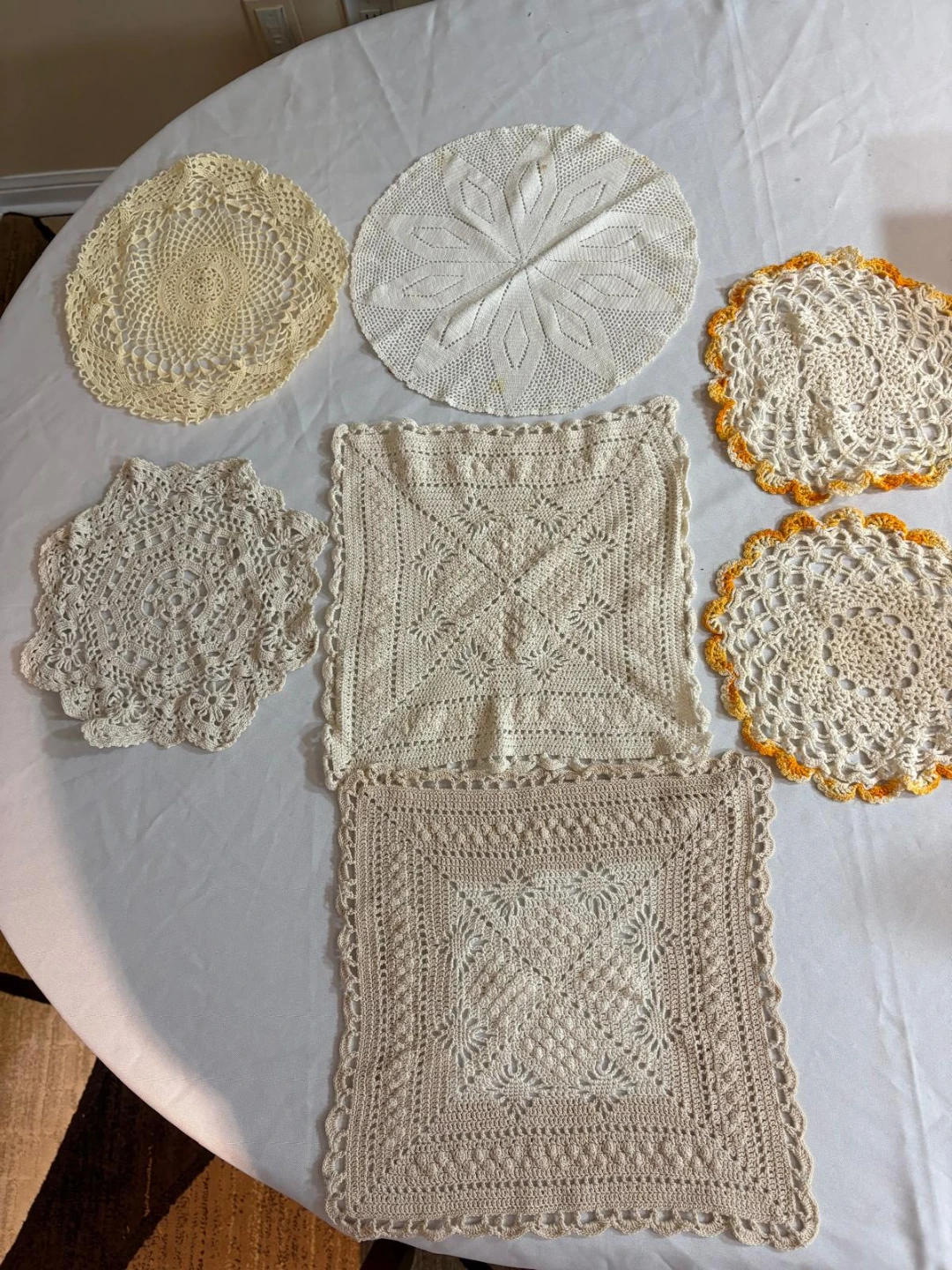 Set of 7 Vintage Crochet Doilies