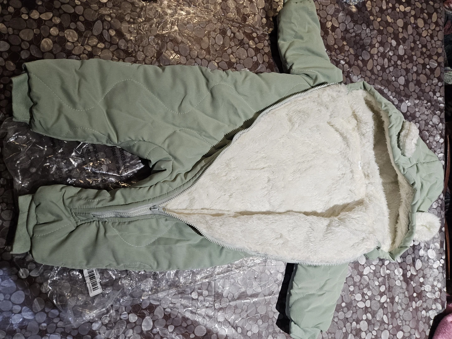 Baby Green Quilted Fleece-Lined Snowsuit - photo 3