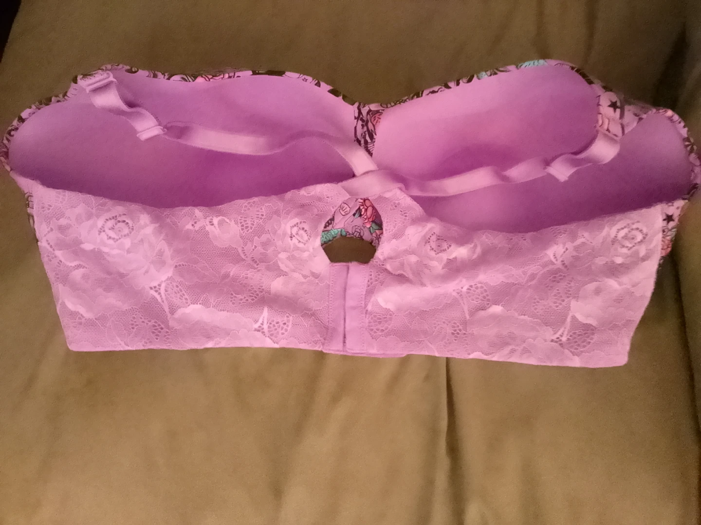 44DDD Pink Tattoo Print Bra / 44DD Purple Bra - photo 4