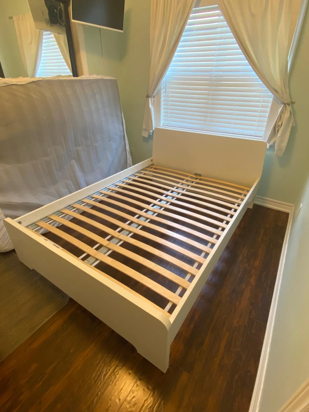 IKEA White Bed Frame with Luroy Slatted Base