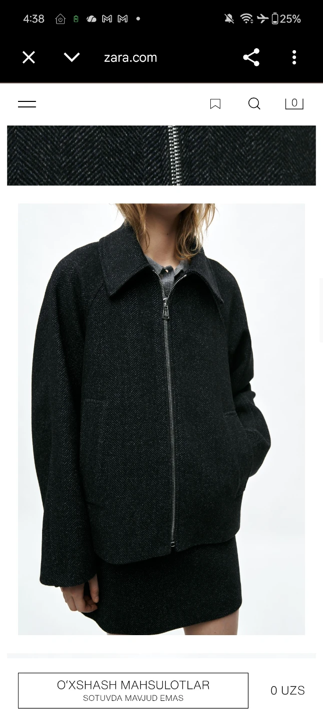 Zara Charcoal Grey Herringbone Zip Jacket - photo 5
